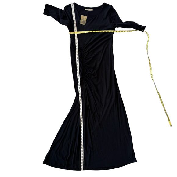 Peruvian Connection Black Long Sleeve Origami Stretch Midi Dress M - Picture 5 of 12